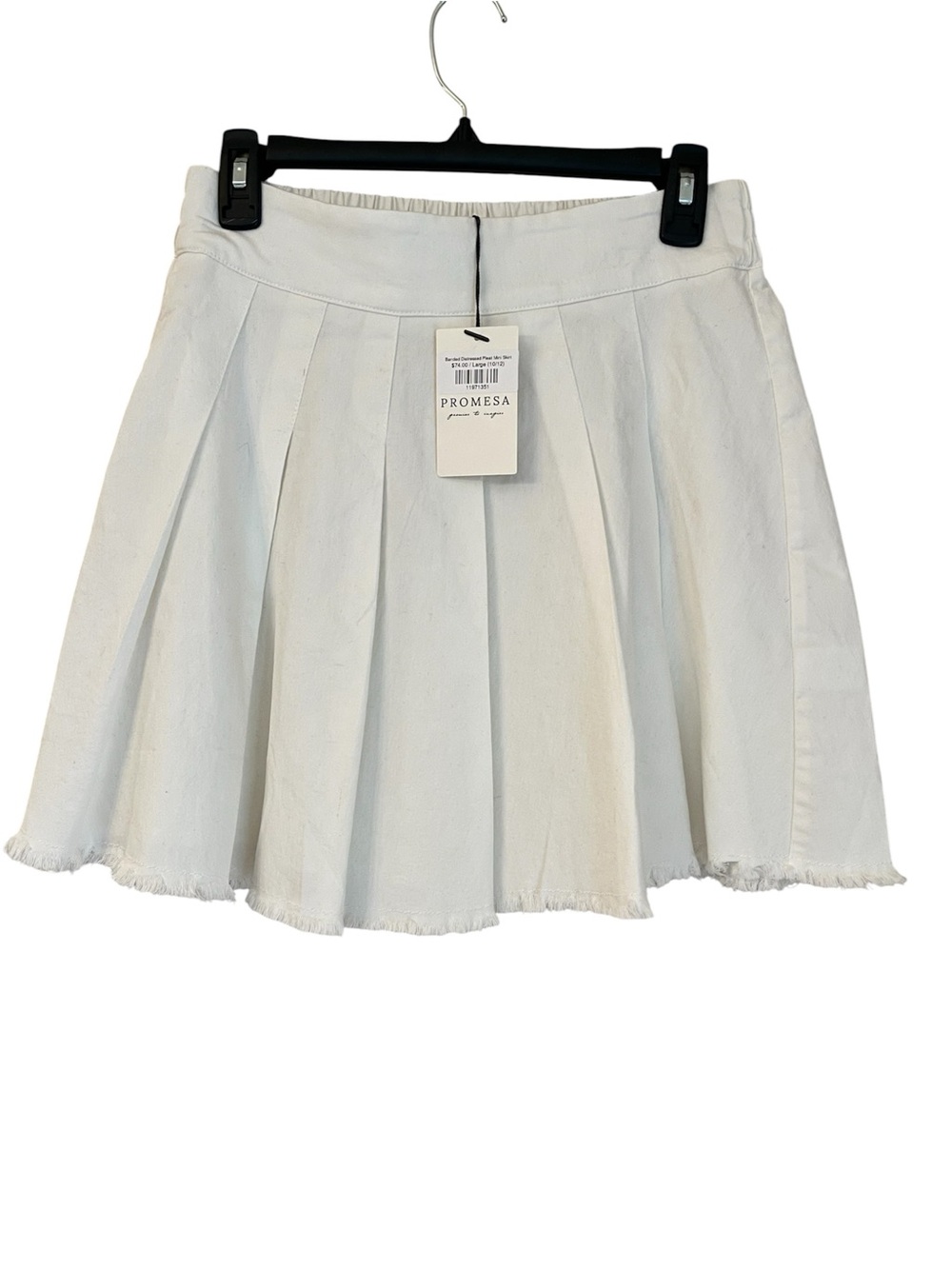 Promesa white pleated mini skirt size L NWT